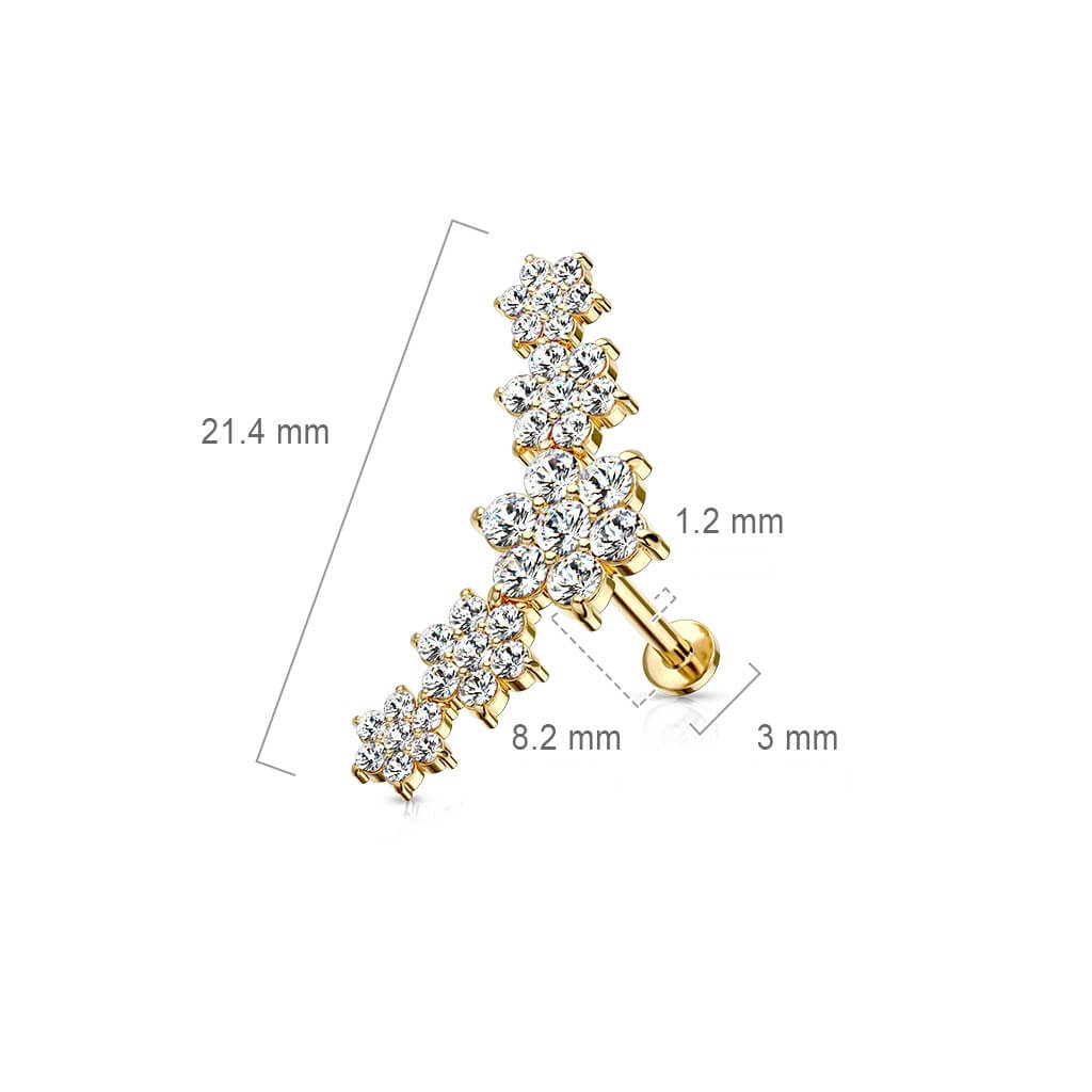 Labret Fleur Zircone Filetage Interne - Image 3