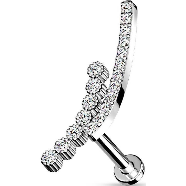 Labret Tige Courbée Zircone Filetage Interne