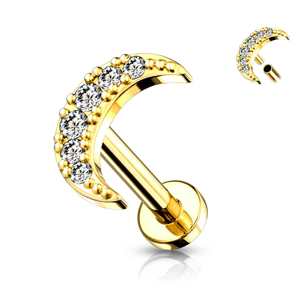 Labret Lune Zircone Filetage Interne - Image 4
