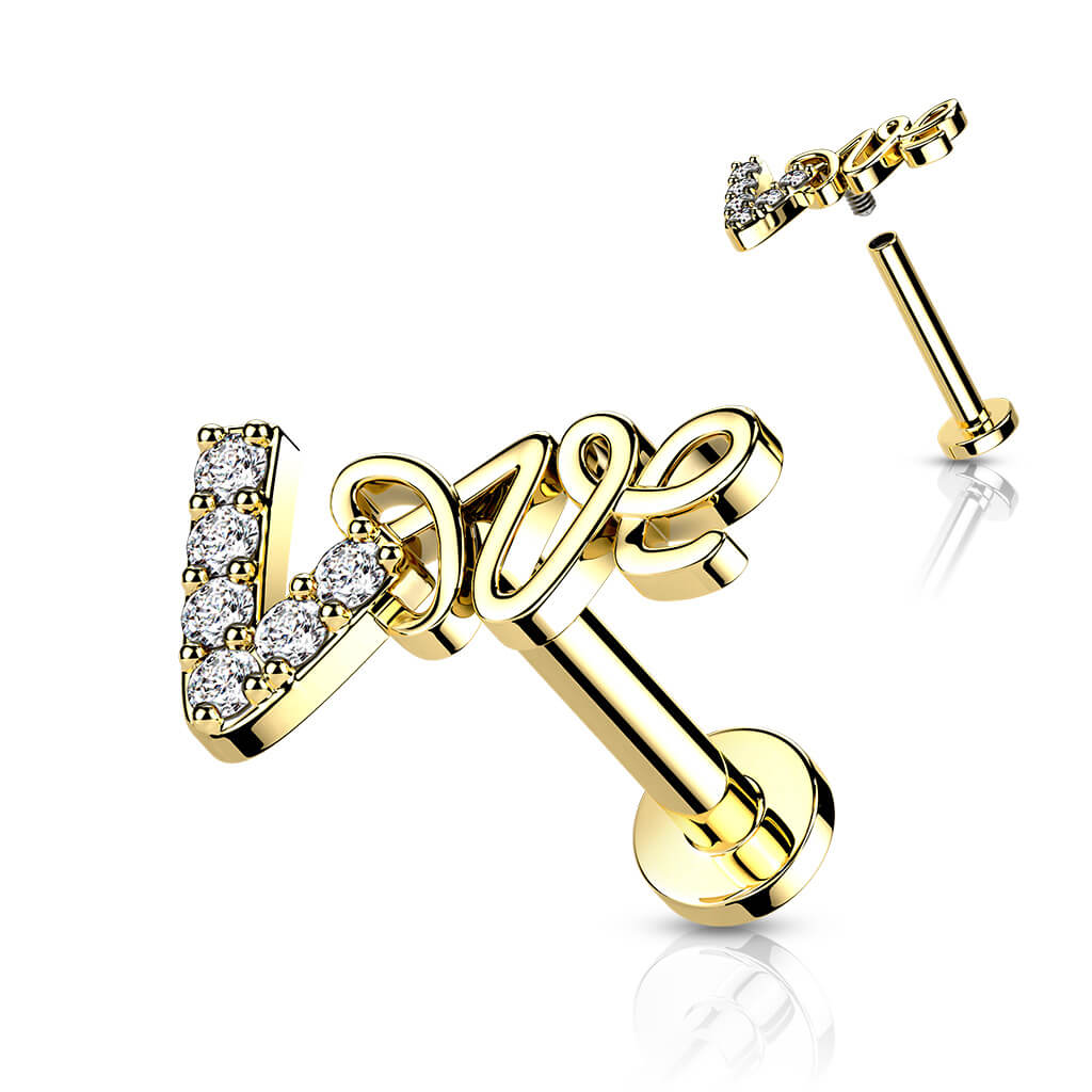 Labret LOVE Zircone Filetage Interne - Image 4