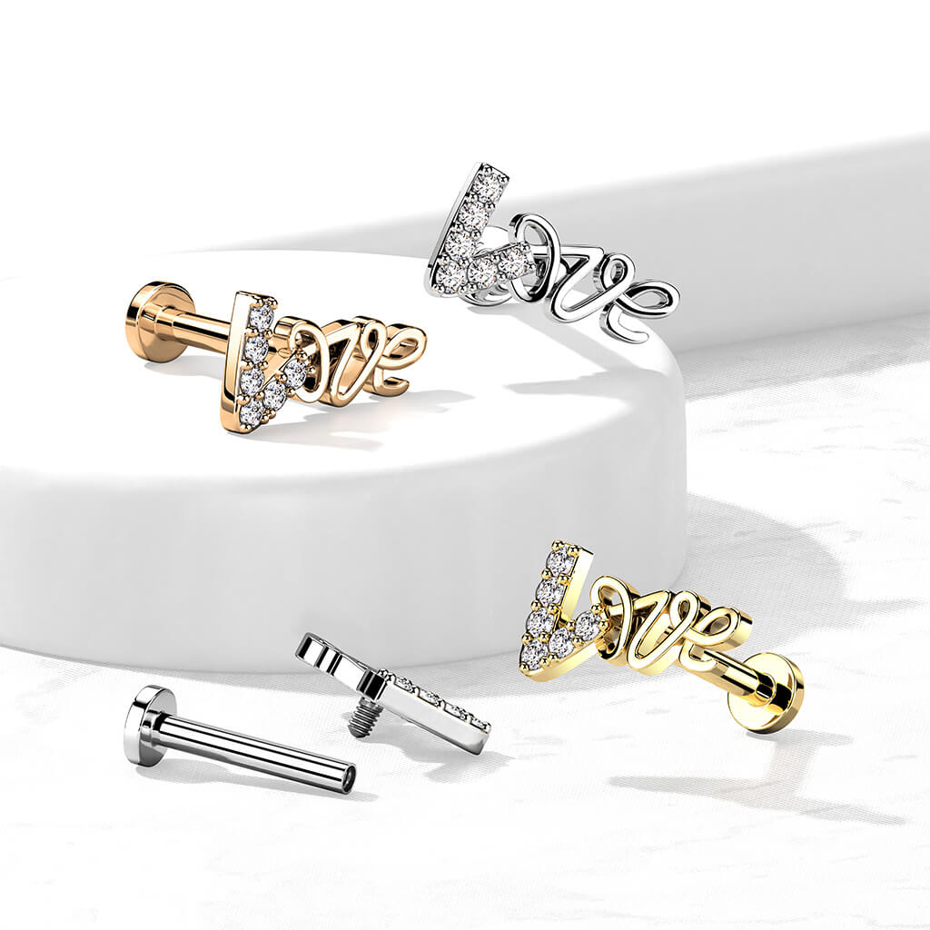 Labret LOVE Zircone Filetage Interne - Image 5
