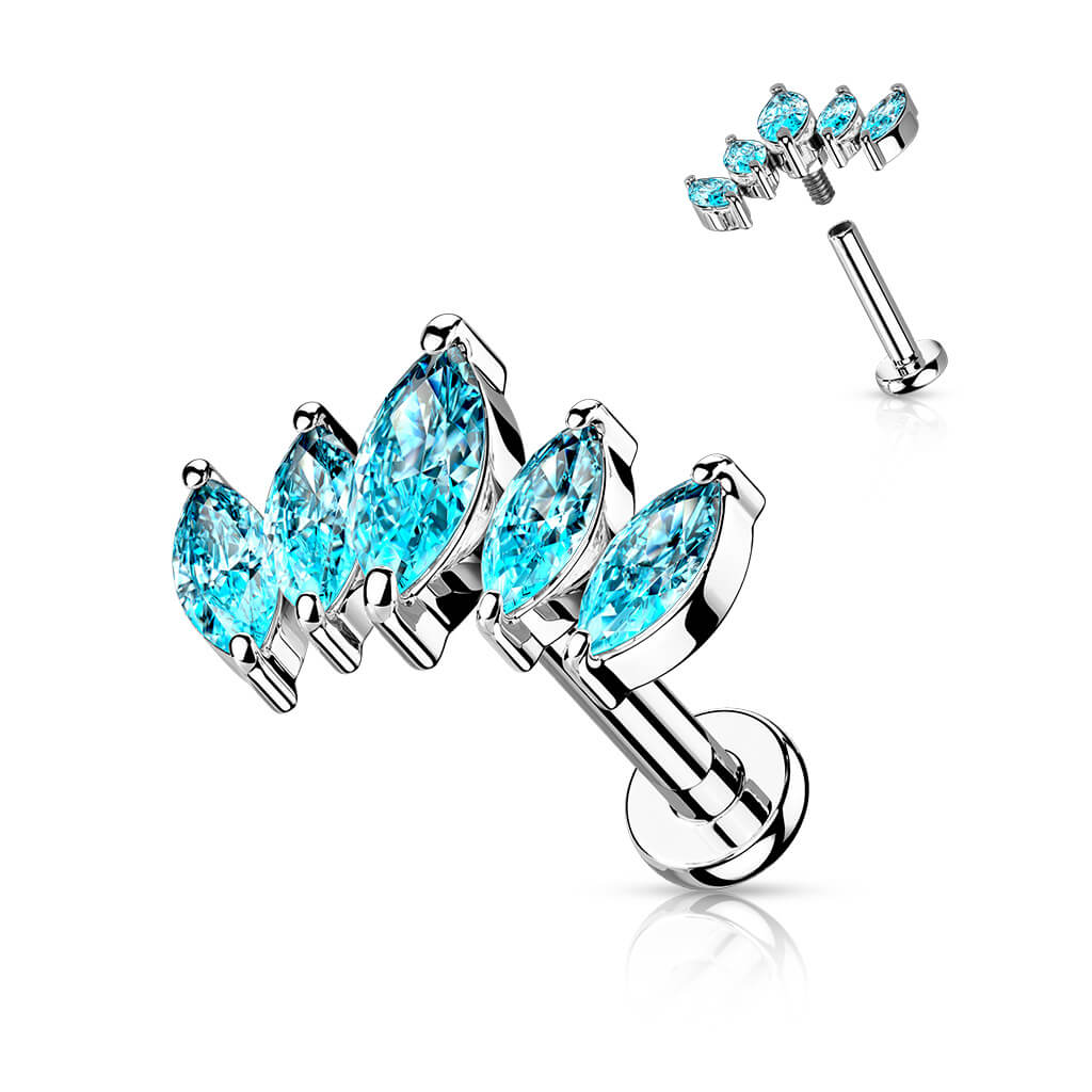Labret 5 Marquises Zircone Cubique Filetage Interne - Image 10