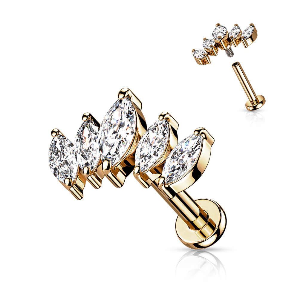 Labret 5 Marquises Zircone Cubique Filetage Interne - Image 12