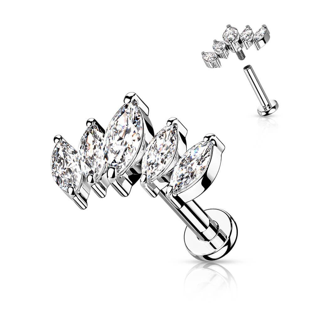 Labret 5 Marquises Zircone Cubique Filetage Interne - Image 4