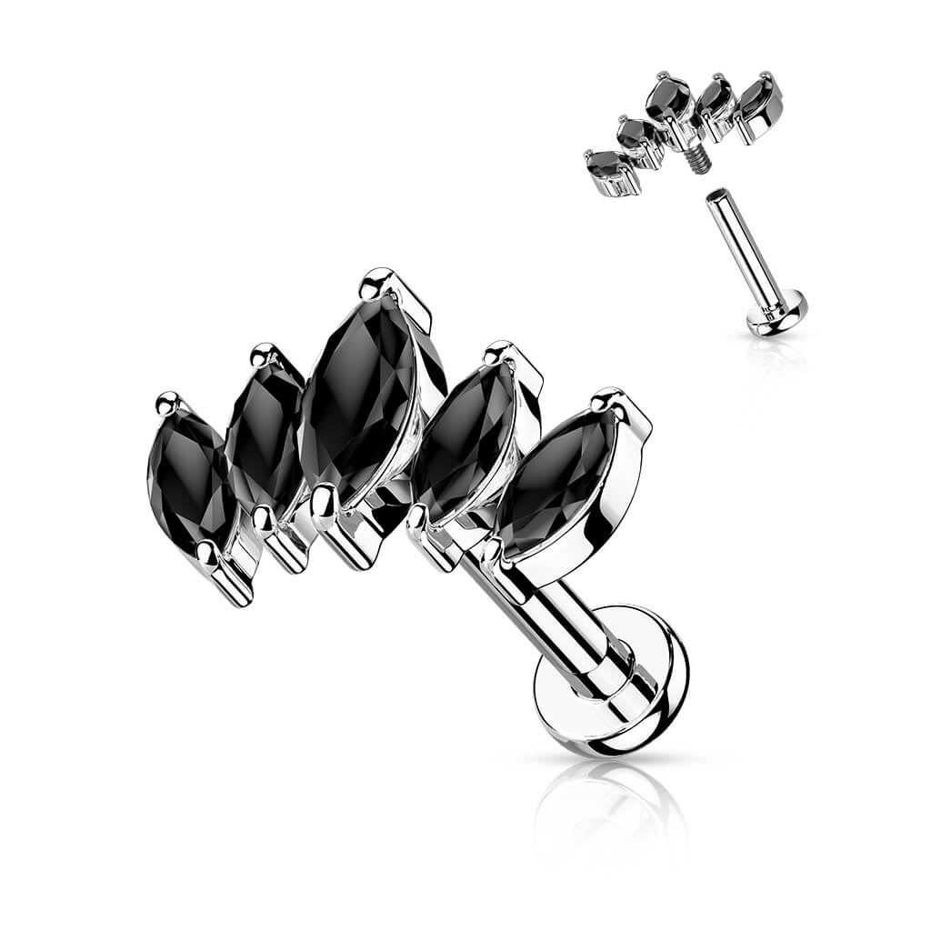 Labret 5 Marquises Zircone Cubique Filetage Interne - Image 8