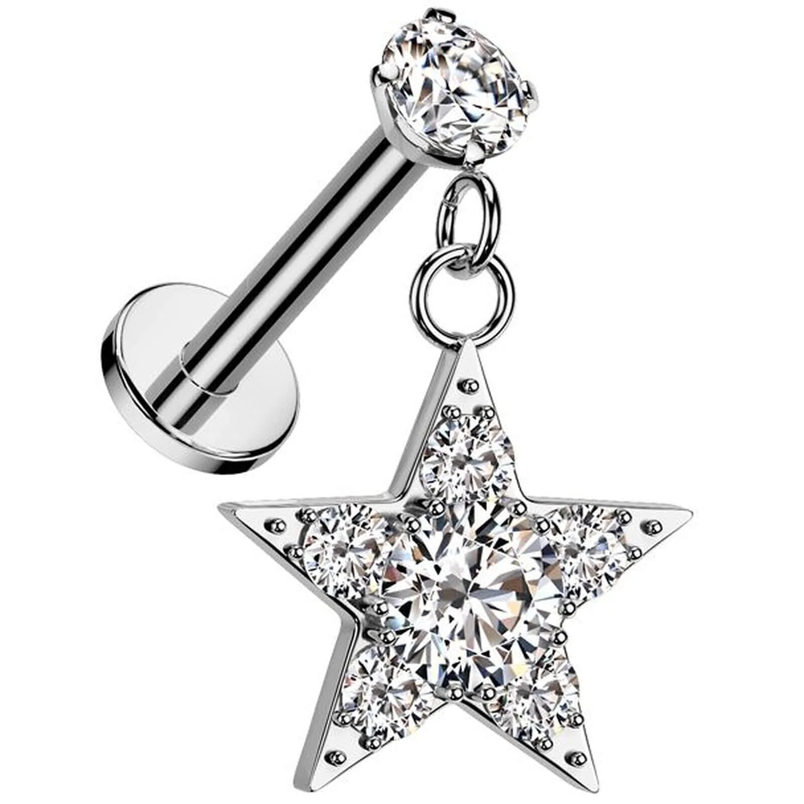 Labret étoile zircone pendentif Filetage Interne