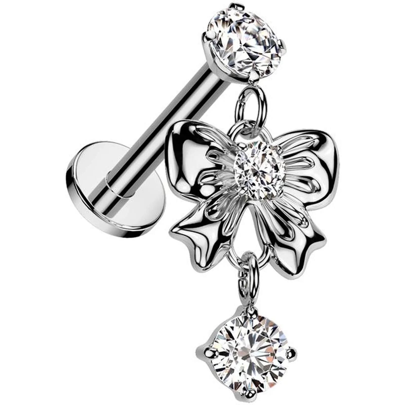 Labret ruban zircone pendentif Filetage Interne