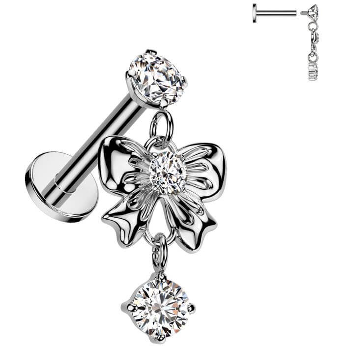 Labret ruban zircone pendentif Filetage Interne - Image 4
