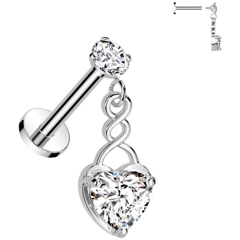 Labret cœur zircone Filetage Interne - Image 4