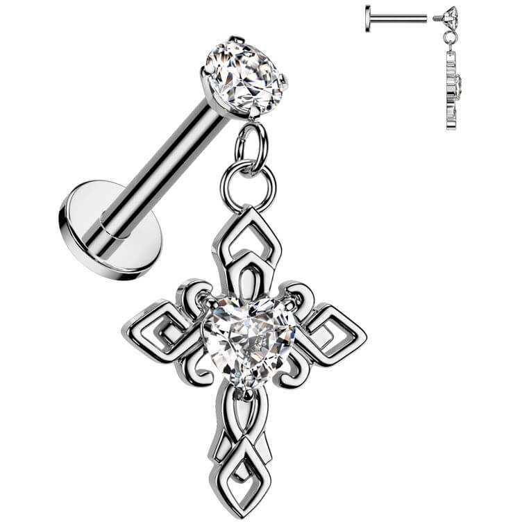 Labret croiser zircone pendentif Filetage Interne - Image 4
