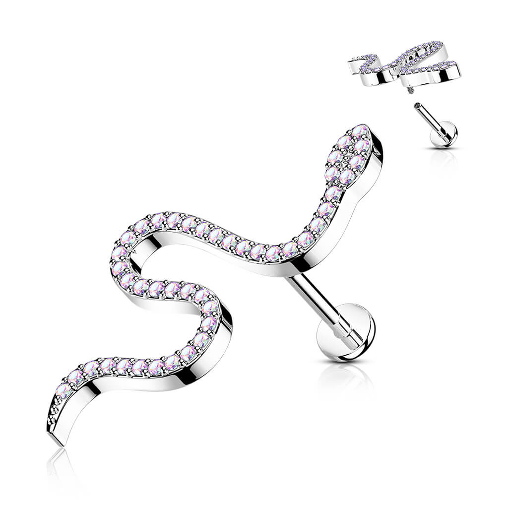 Labret Serpent Zircone Filetage Interne - Image 2