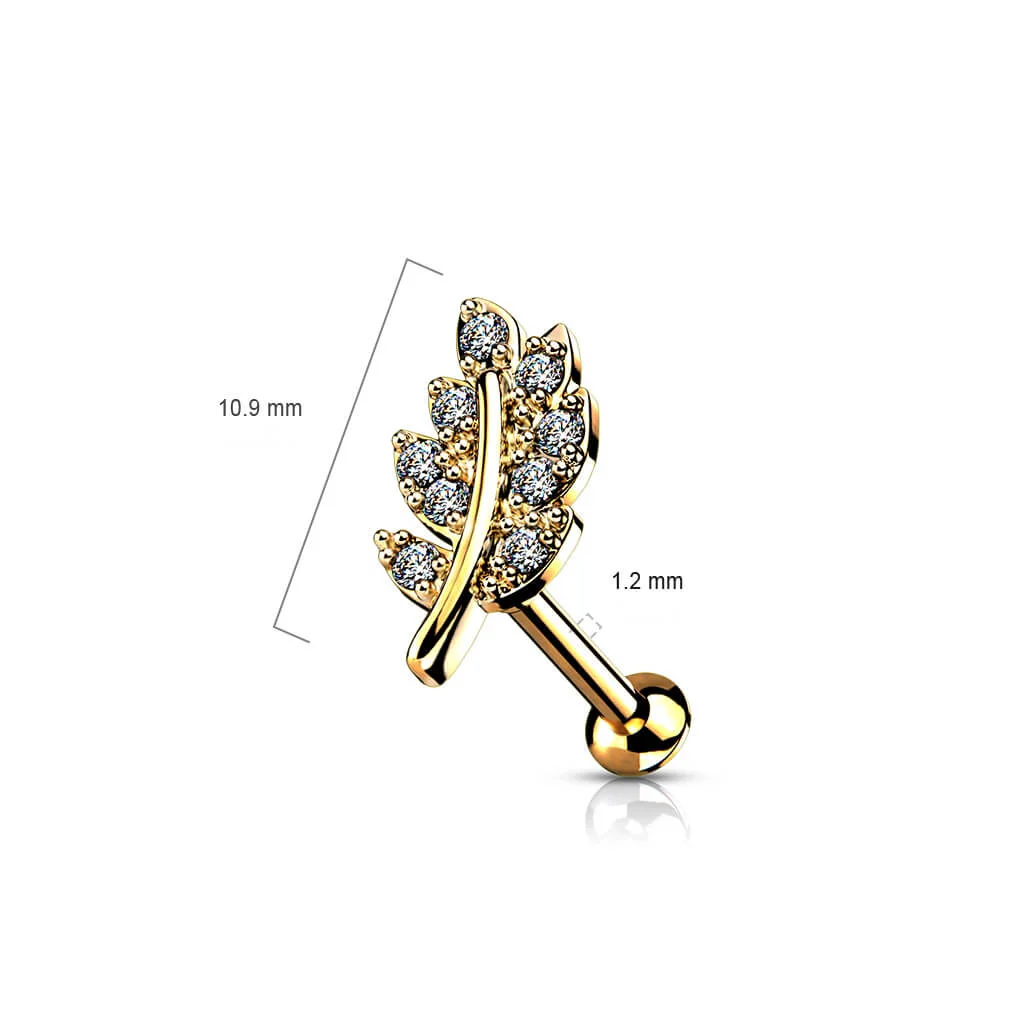 Labret Feuille Zircone Filetage Interne - Image 3