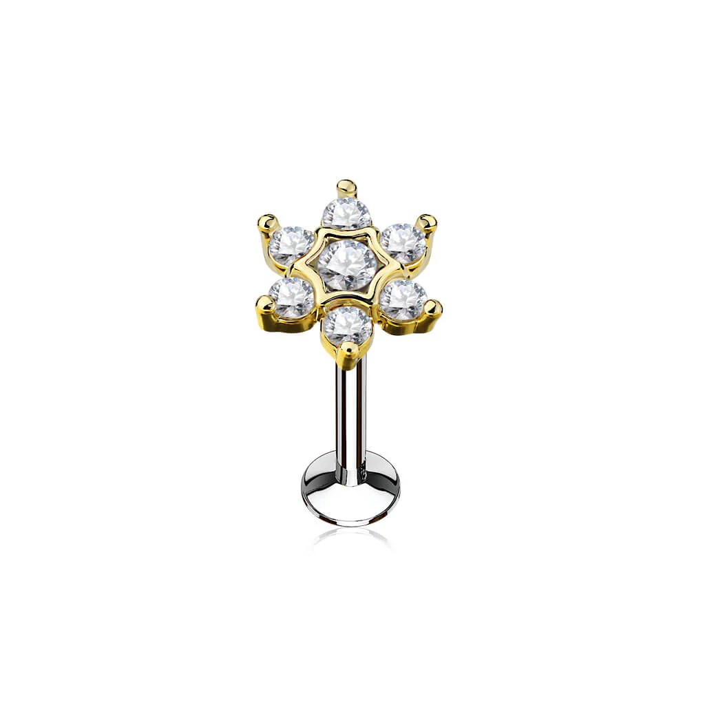 Labret Fleur Zircone Filetage Interne - Image 3