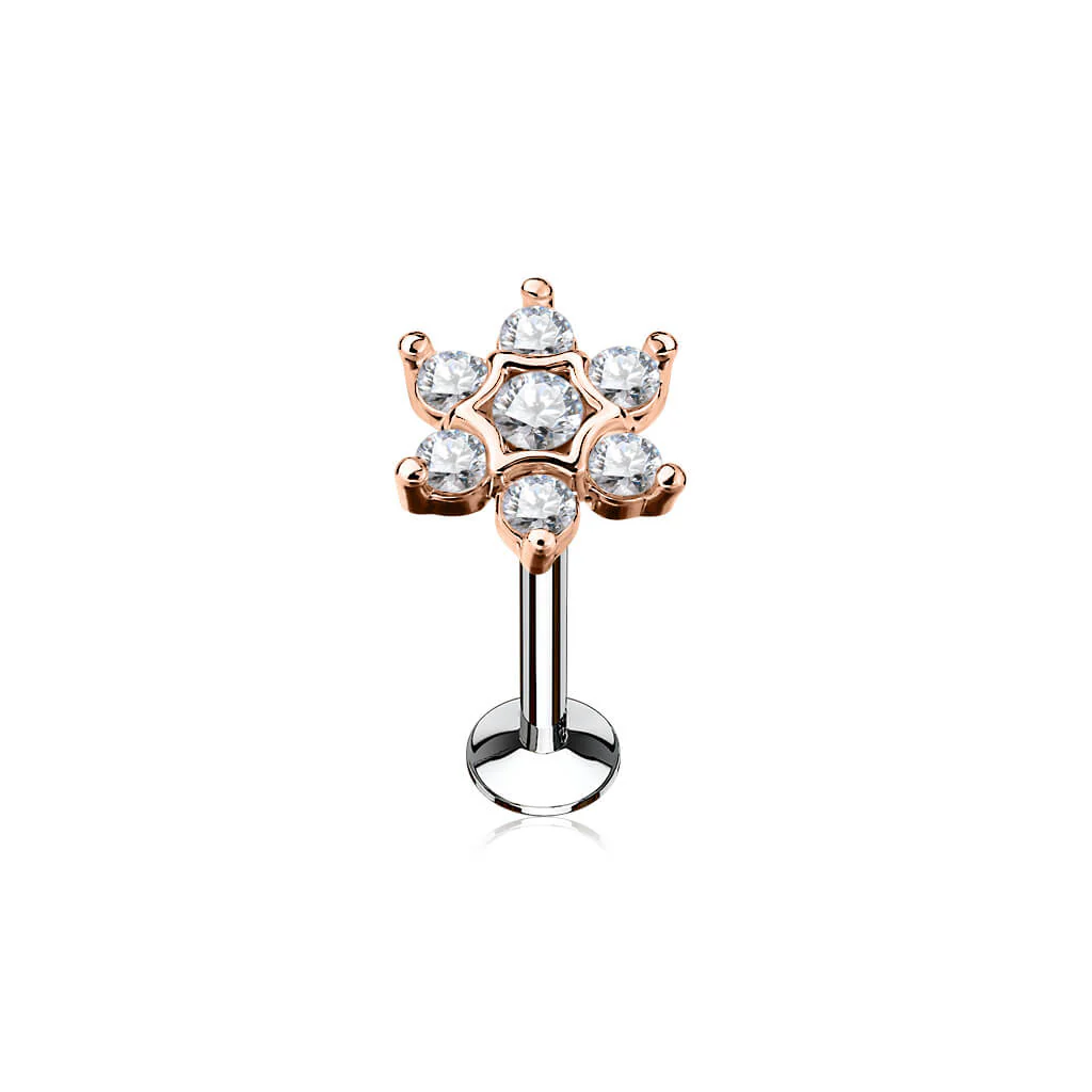 Labret Fleur Zircone Filetage Interne - Image 4