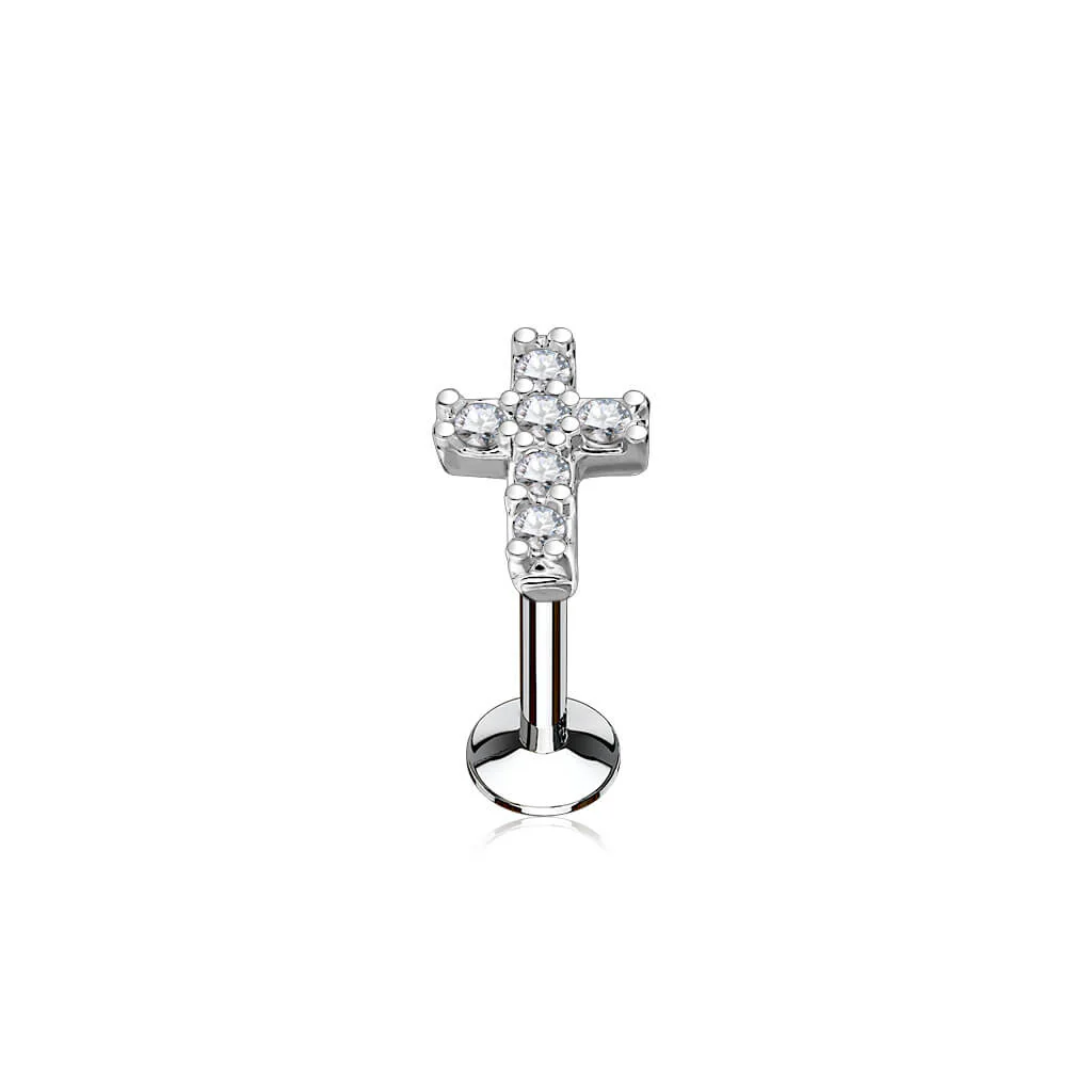 Labret Croix Zircone Filetage Interne - Image 2