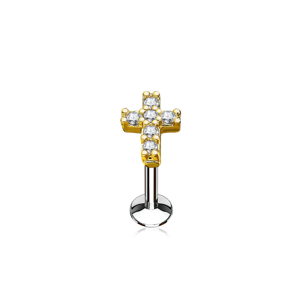 Labret Croix Zircone Filetage Interne - Image 3