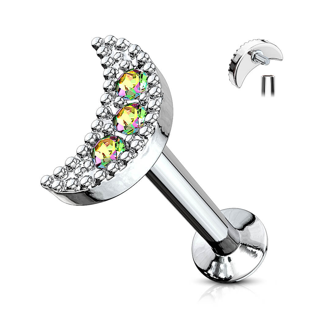 Labret Lune Zircone Filetage Interne - Image 2