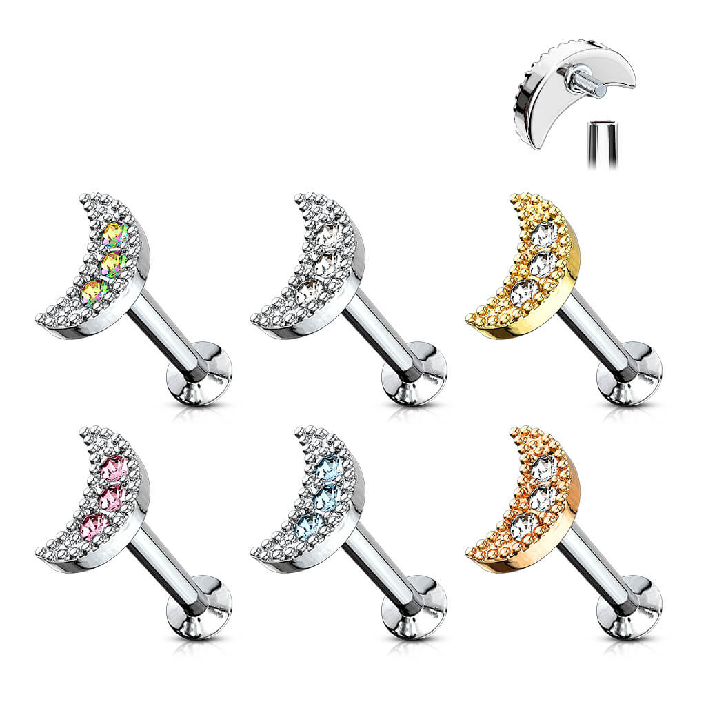Labret Lune Zircone Filetage Interne - Image 5