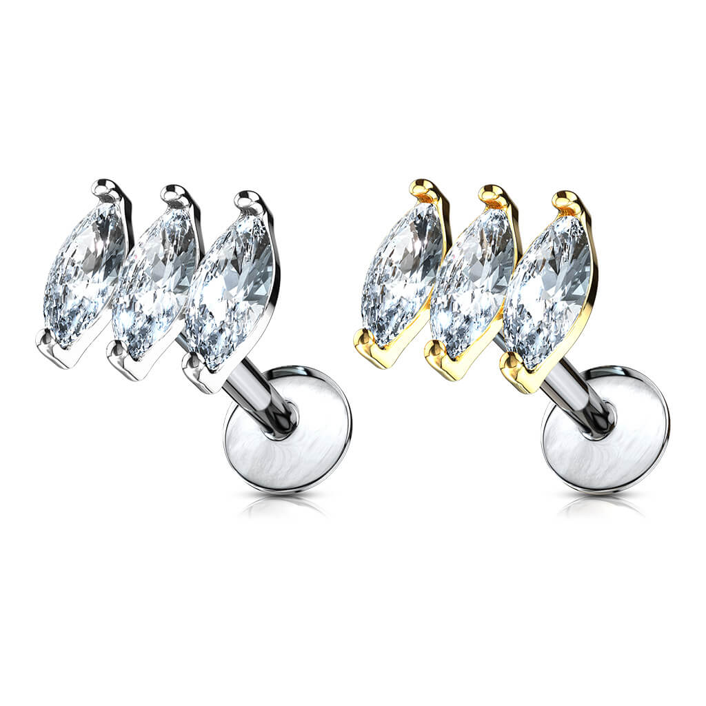 Labret 3 Marquises Zircone Filetage Interne - Image 5