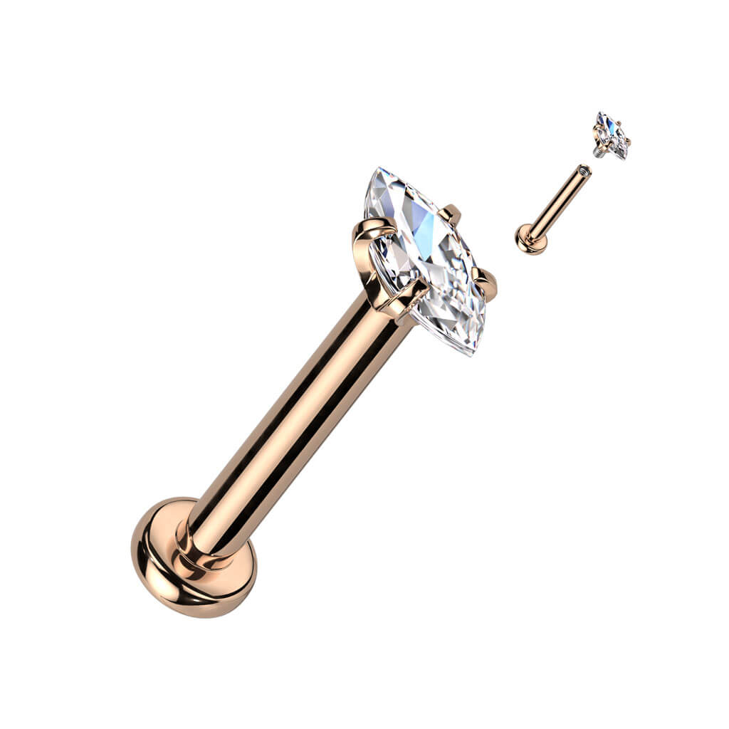 Labret Marquise Zircone Filetage Interne - Image 8
