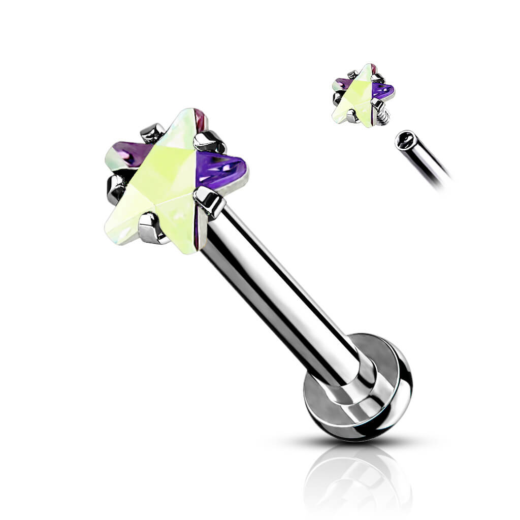 Labret Zircone Étoile Filetage Interne - Image 2