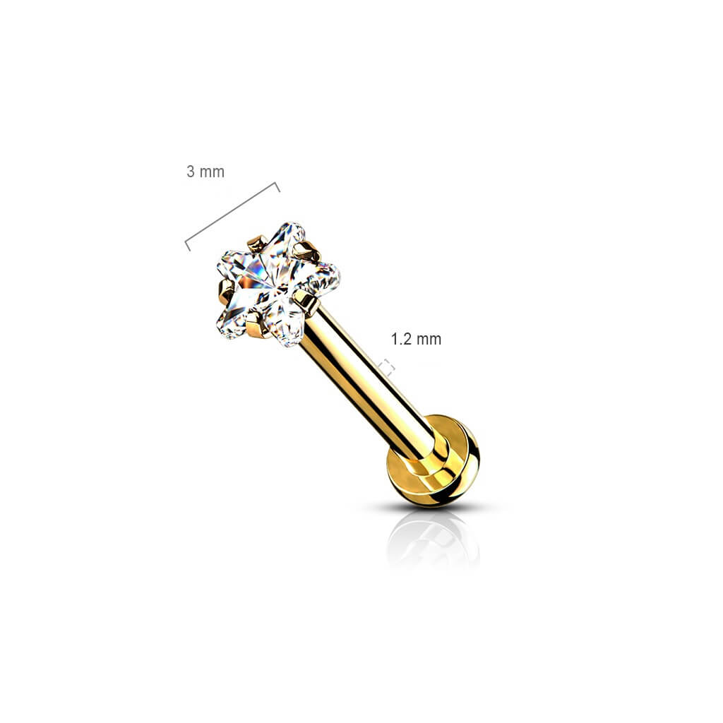 Labret Zircone Étoile Filetage Interne - Image 3