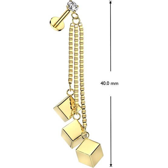 Labret chaîne pendante boîte triple cube Filetage Interne - Image 2