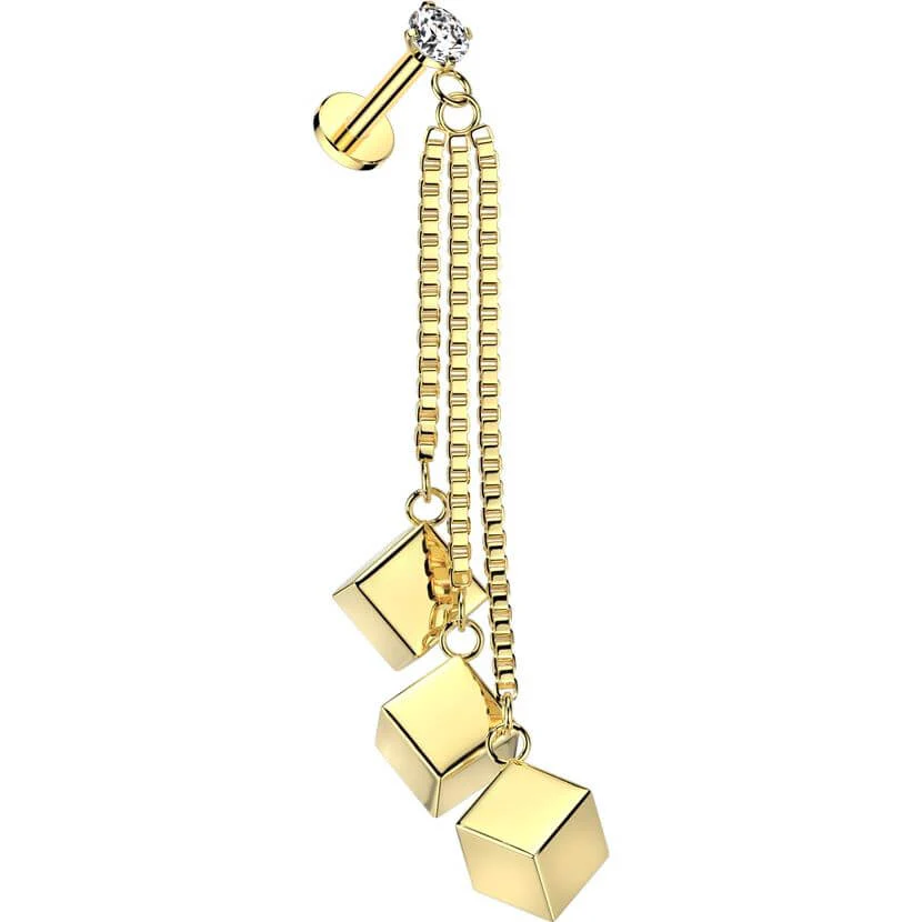 Labret chaîne pendante boîte triple cube Filetage Interne - Image 4