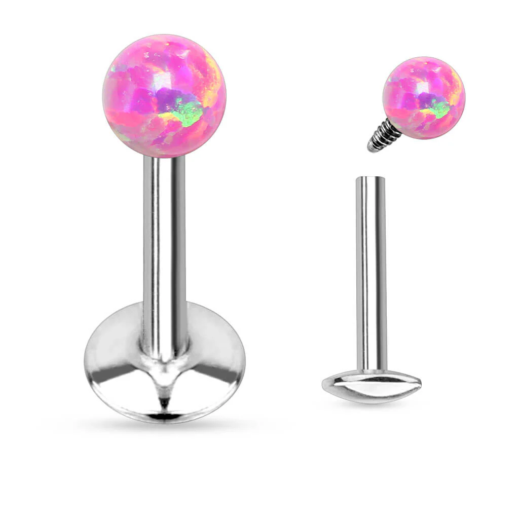 Labret Opale Sphérique Argent Filetage Interne - Image 5