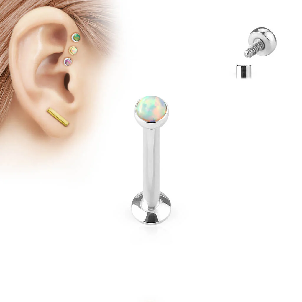 Labret Opale Plate Argent Filetage Interne - Image 2