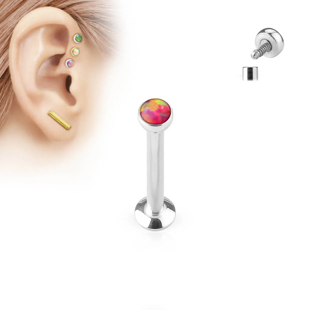 Labret Opale Plate Argent Filetage Interne - Image 7