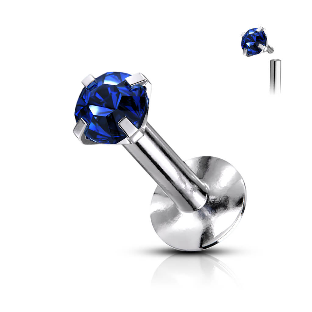 Labret Zircone Argent Filetage Interne - Image 4