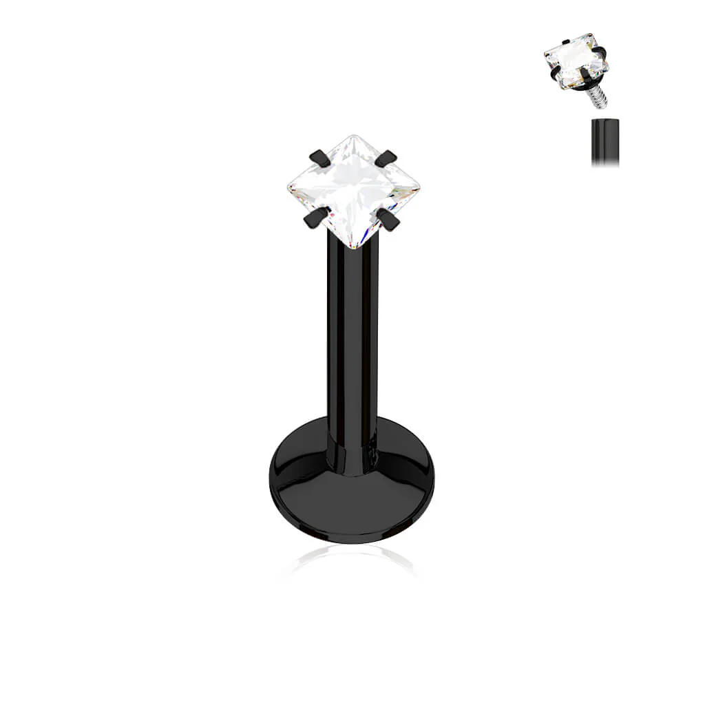 Labret Zircone Carrée Filetage Interne - Image 3