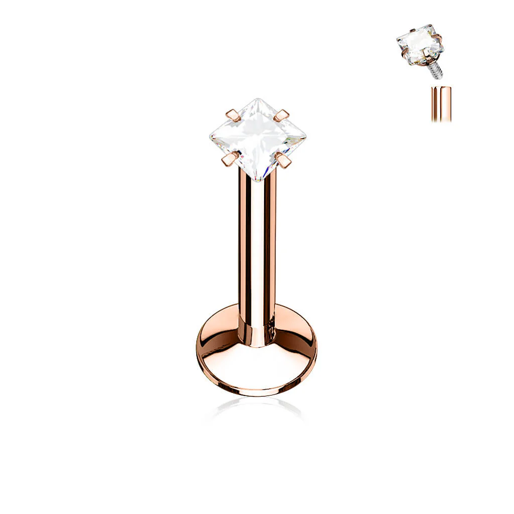 Labret Zircone Carrée Filetage Interne - Image 4
