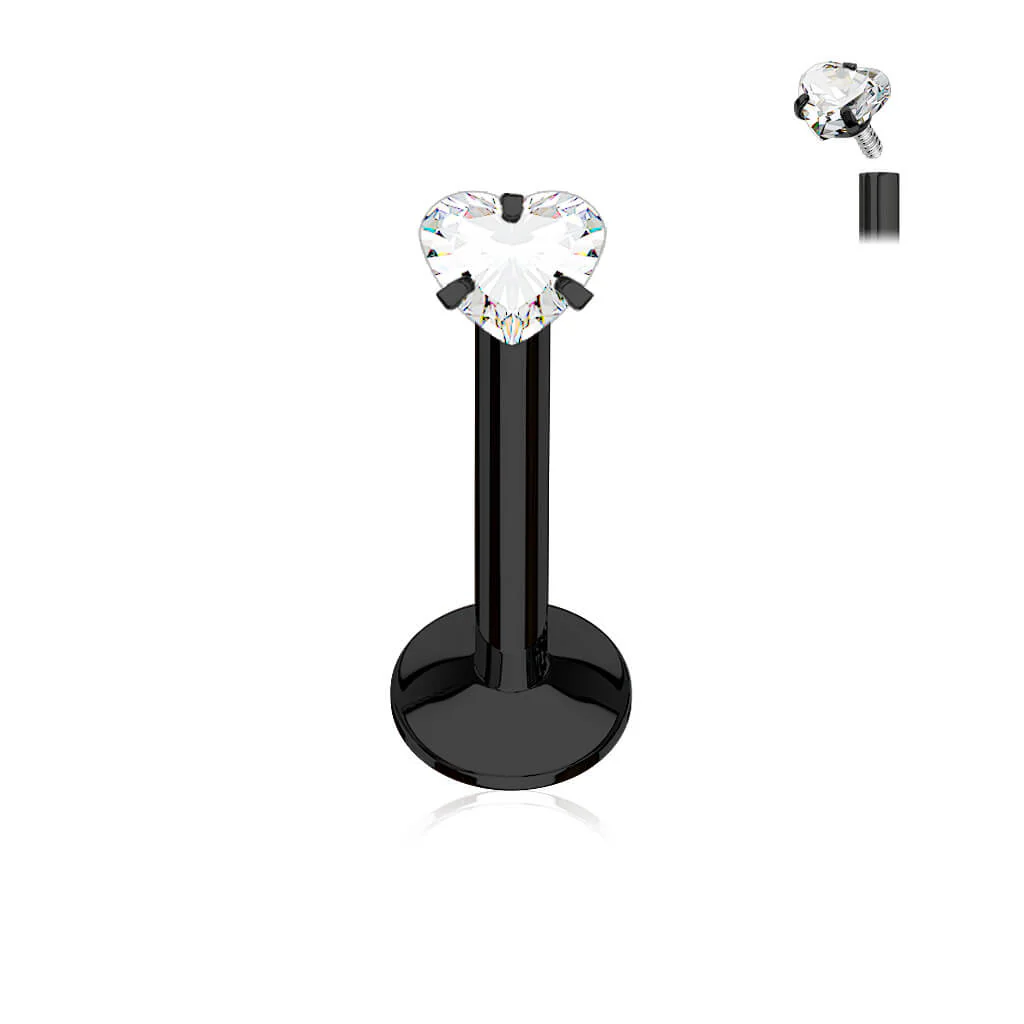 Labret Zircone Cœur Filetage Interne - Image 3