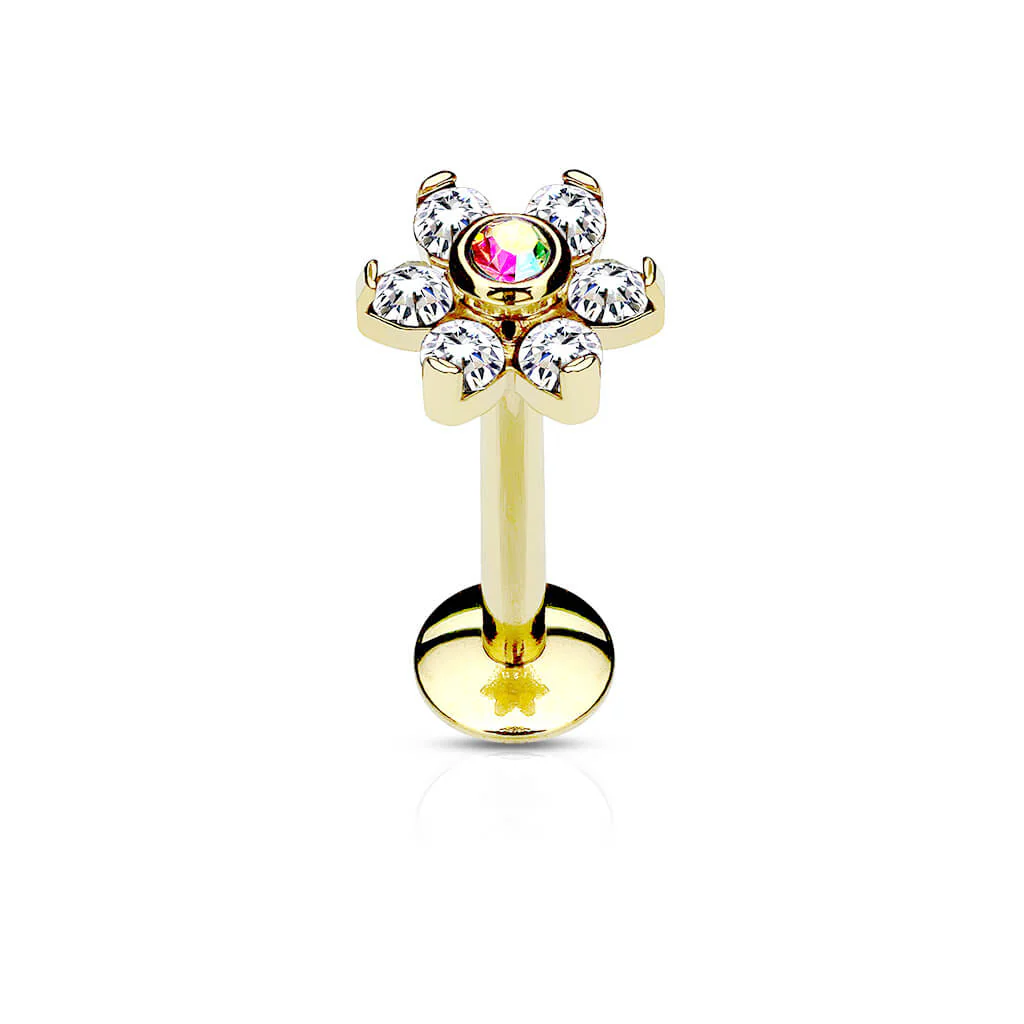 Labret Fleur Zircone Filetage Interne - Image 2