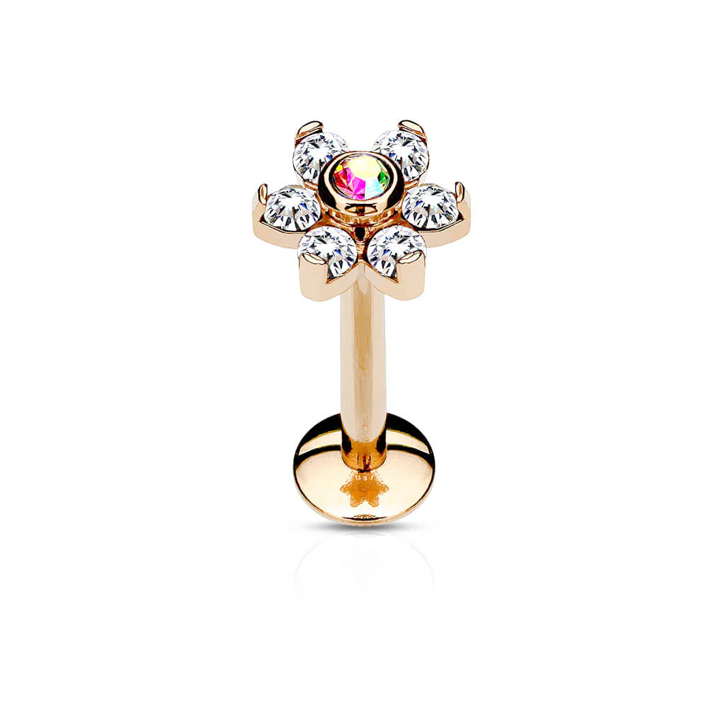 Labret Fleur Zircone Filetage Interne - Image 4