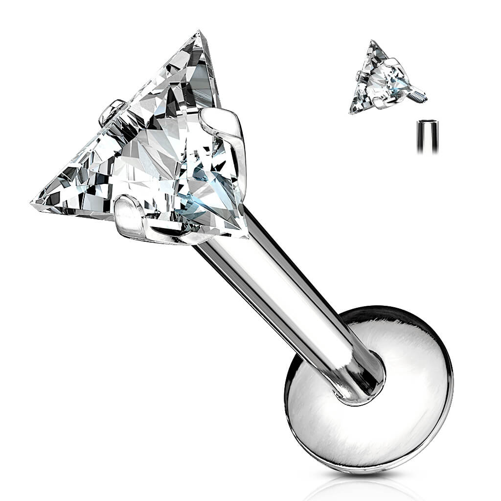 Labret Triangle Zircone Filetage Interne - Image 2