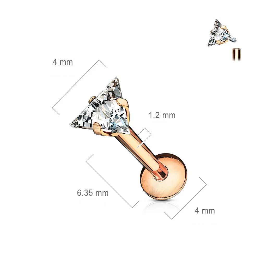 Labret Triangle Zircone Filetage Interne - Image 3
