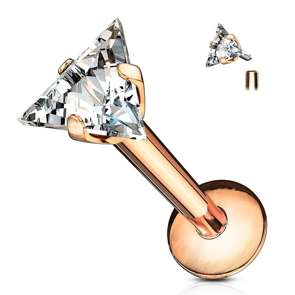 Labret Triangle Zircone Filetage Interne - Image 8