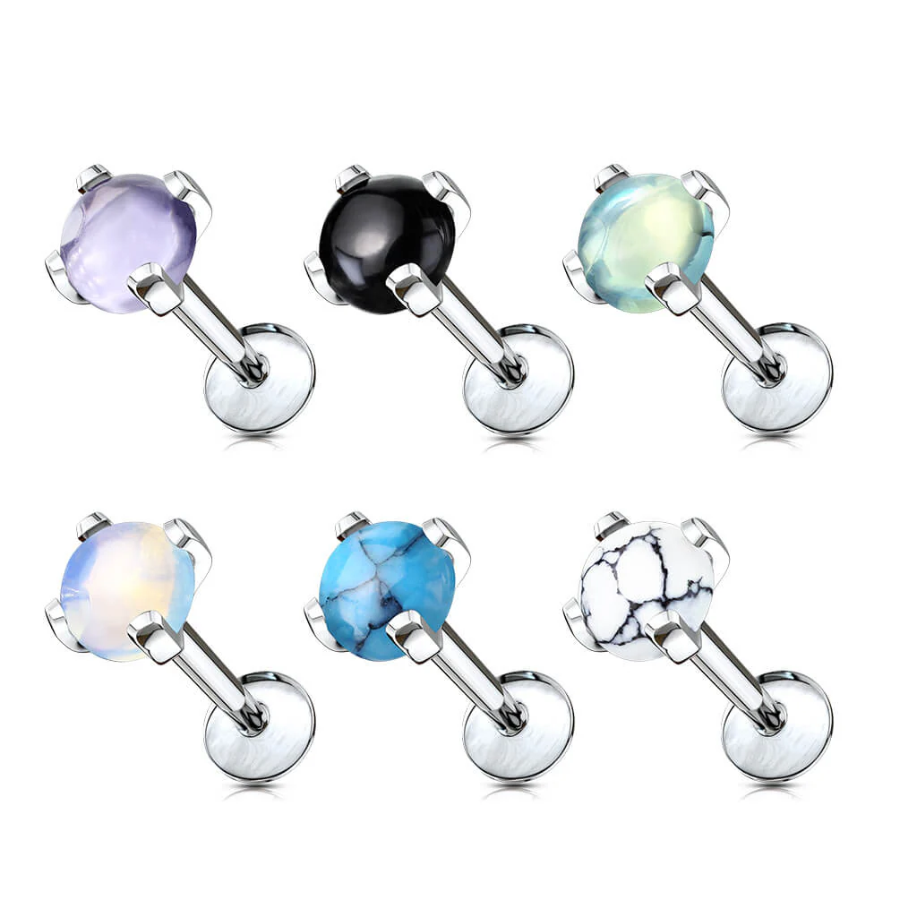 Labret Pierres Semi-Précieuses Filetage Interne - Image 5
