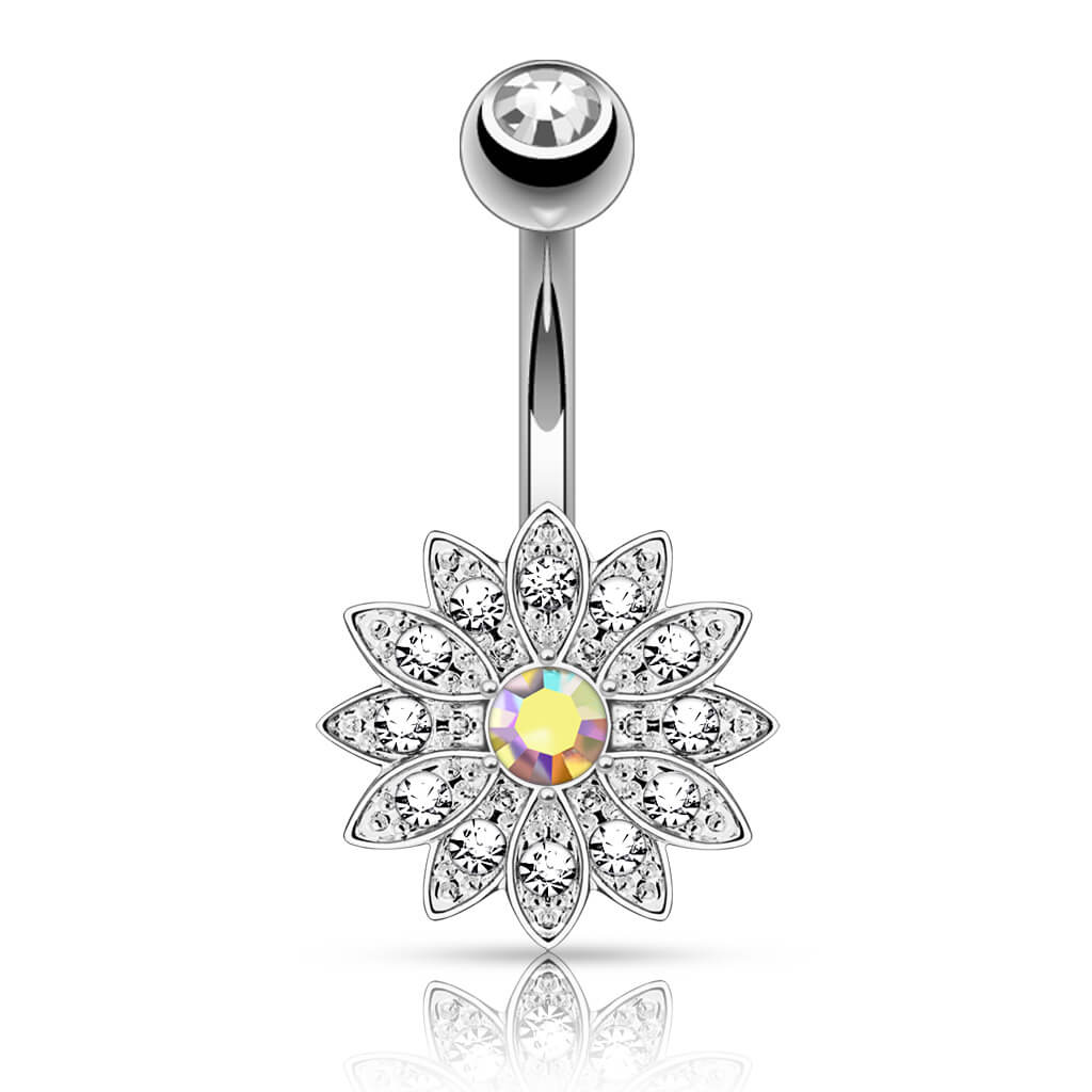 Piercing Nombril Fleur Zircone - Image 2