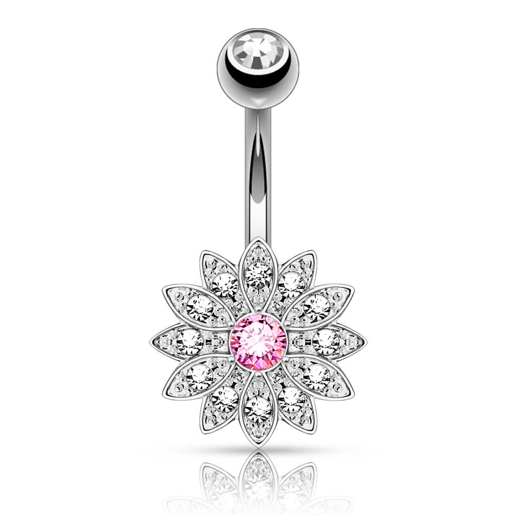 Piercing Nombril Fleur Zircone - Image 3