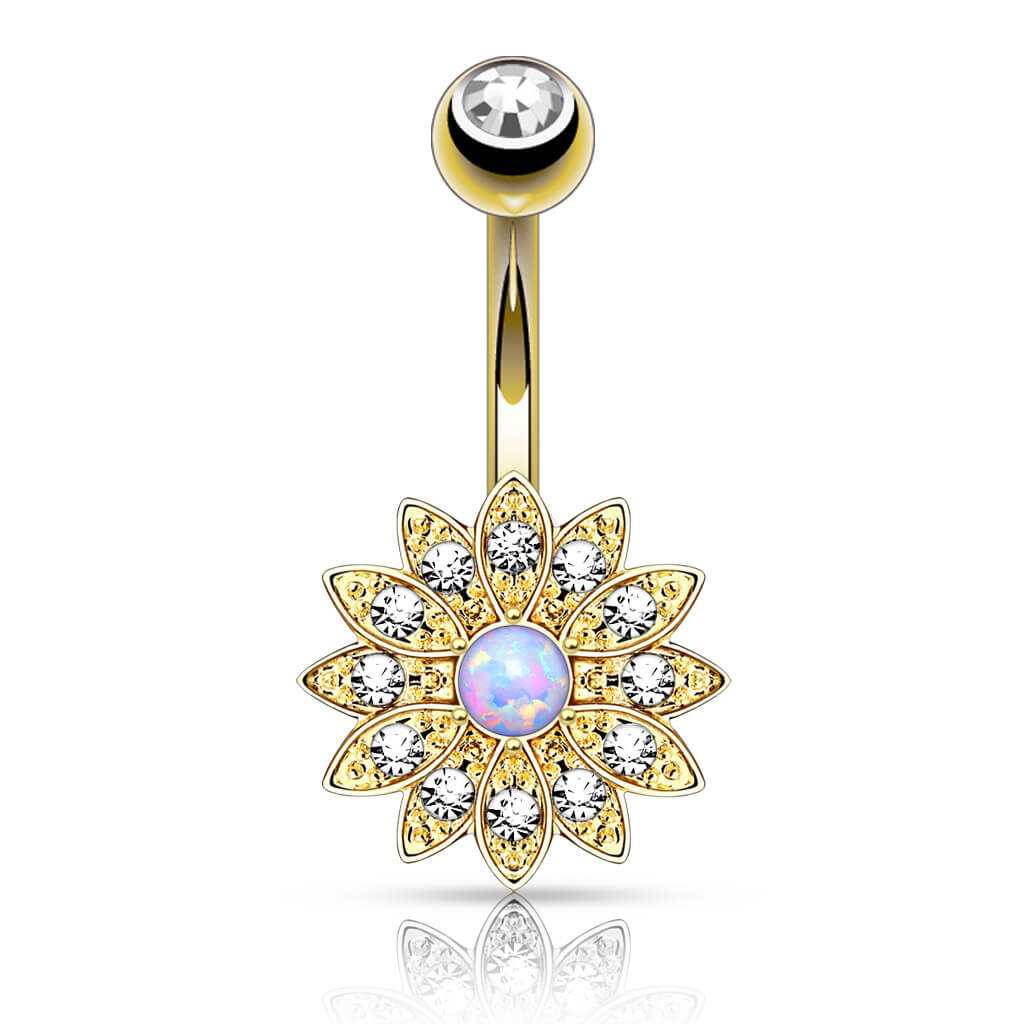 Piercing Nombril Fleur Zircone Opale - Image 2