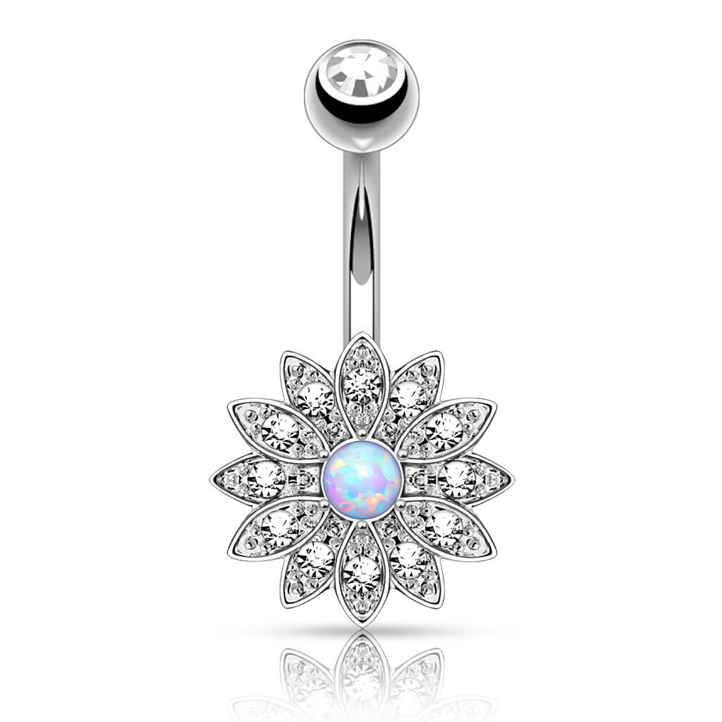 Piercing Nombril Fleur Zircone Opale - Image 4