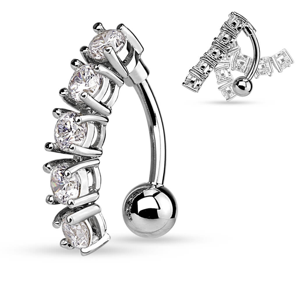 Piercing Nombril 5 Zircones Colorées - Image 2