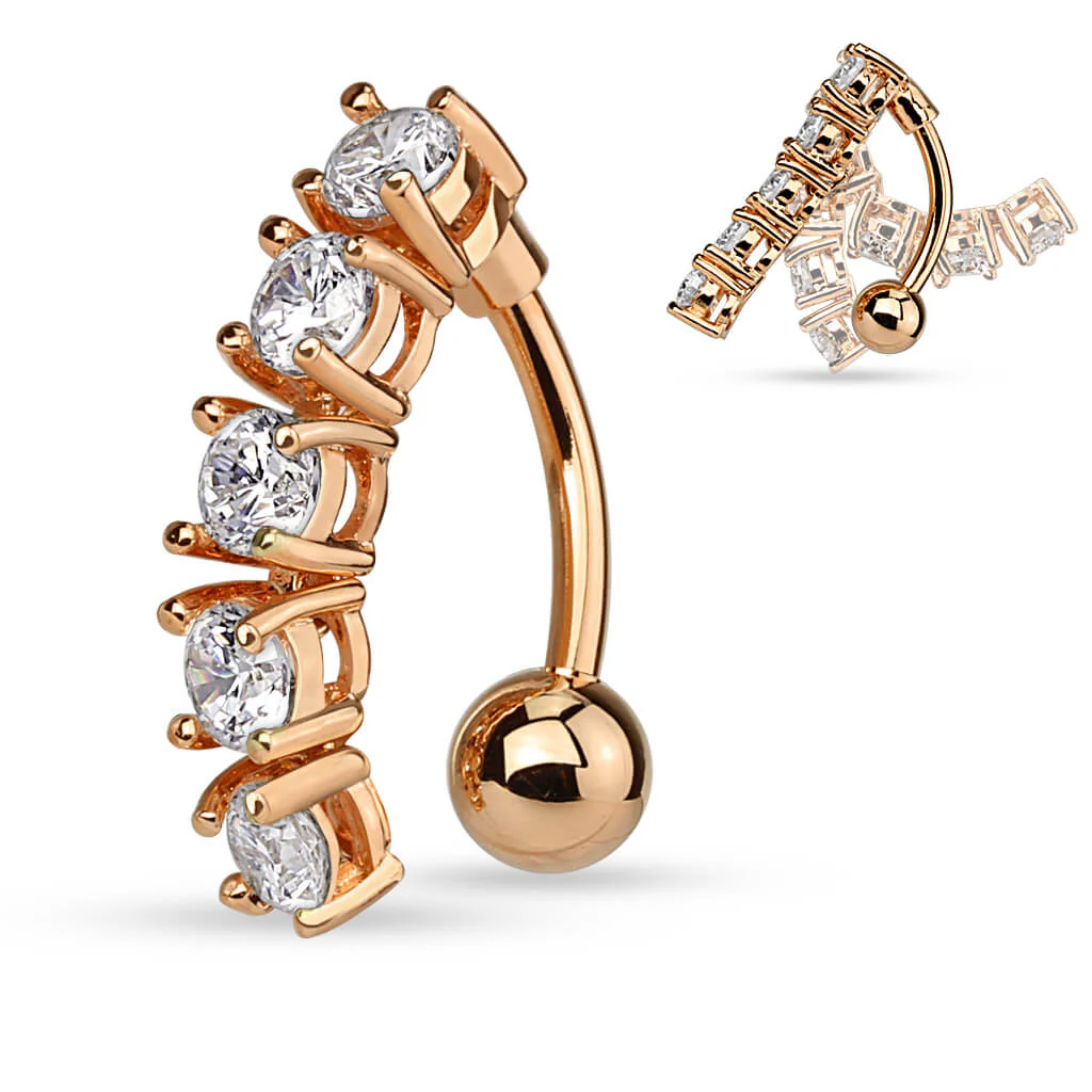 Piercing Nombril 5 Zircones Colorées - Image 4