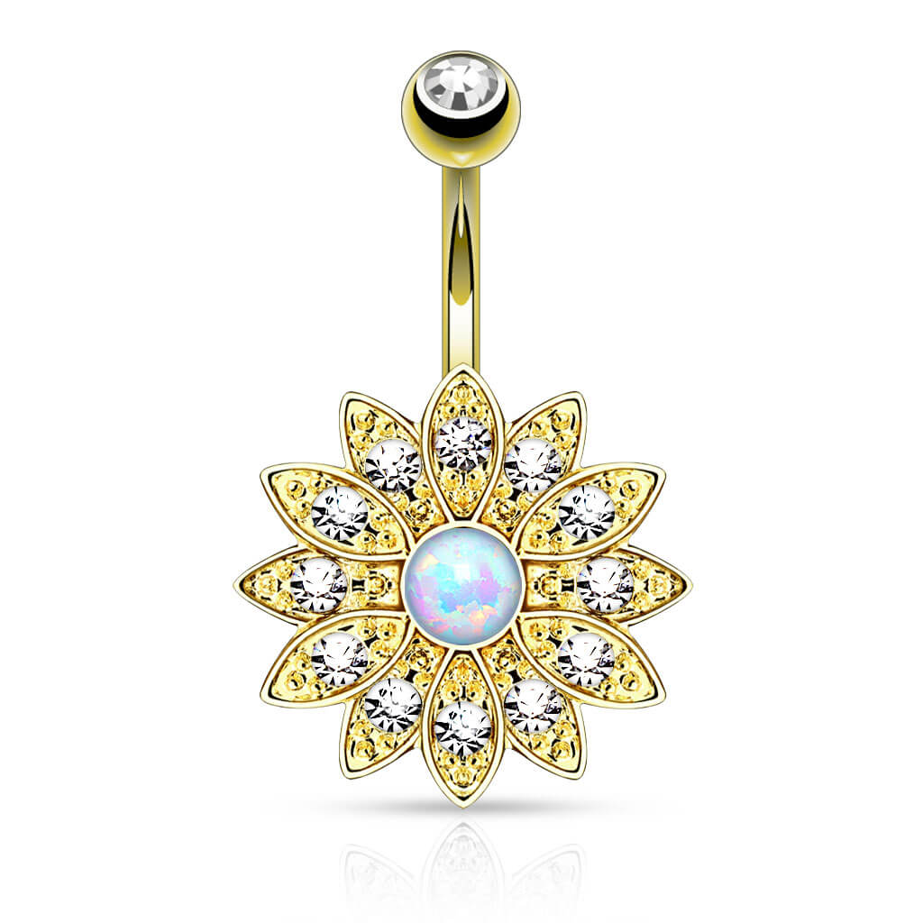 Piercing Nombril Fleur Zircone Opale - Image 4