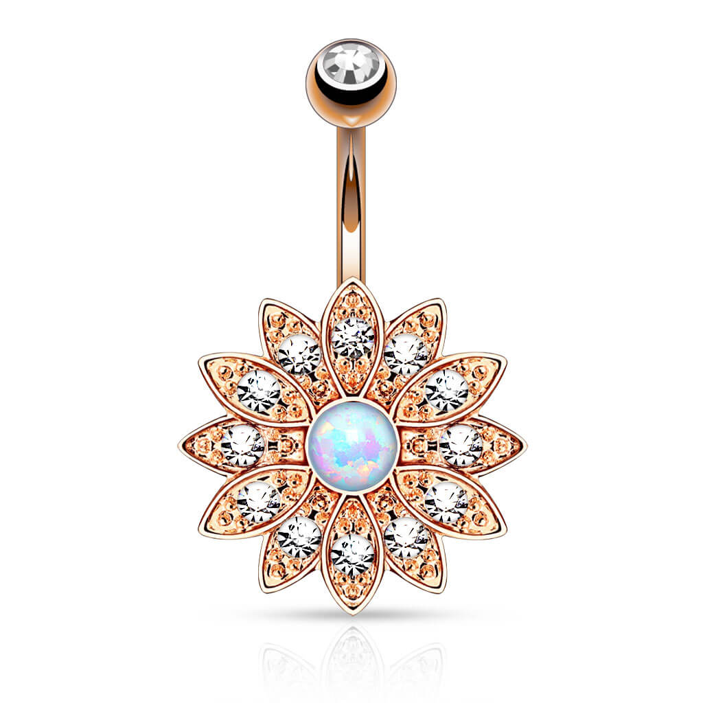 Piercing Nombril Fleur Zircone Opale - Image 5