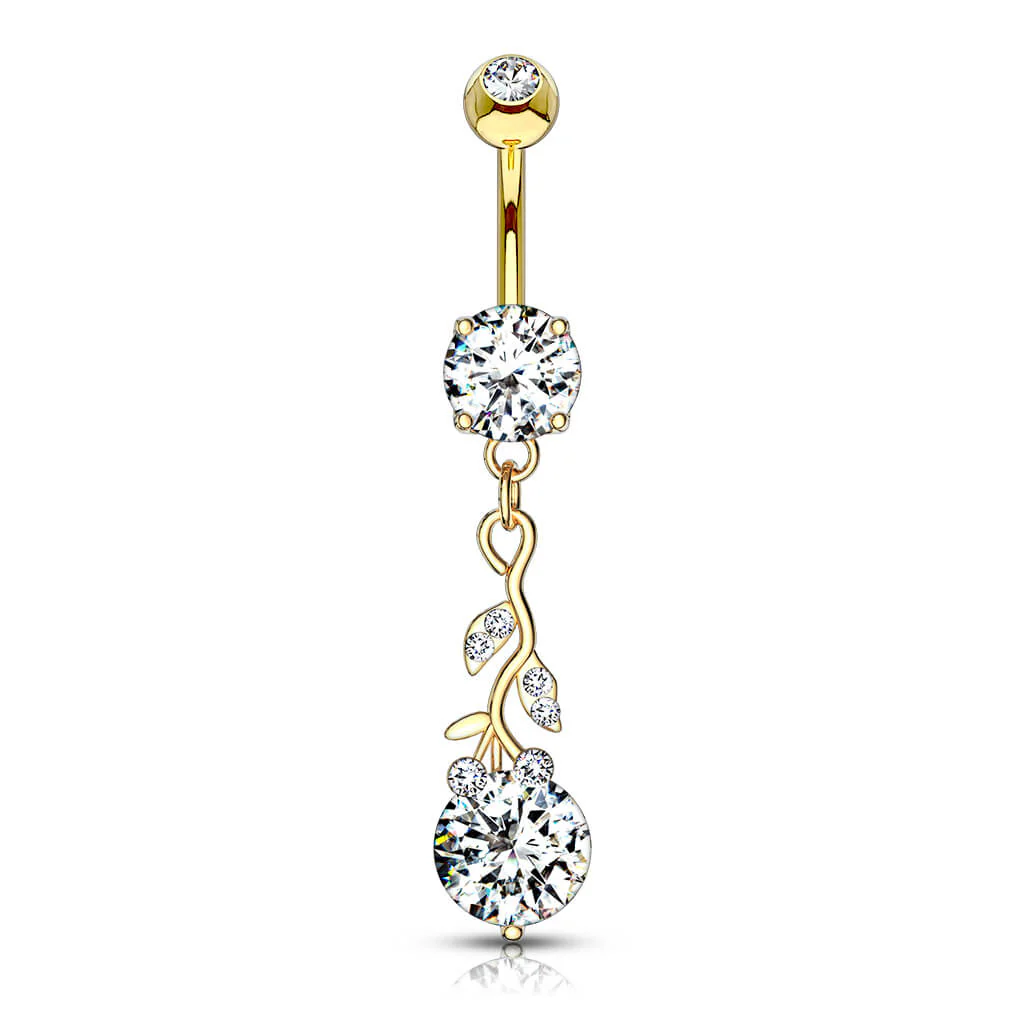 Piercing Nombril Pendentif Feuille Zircone - Image 4